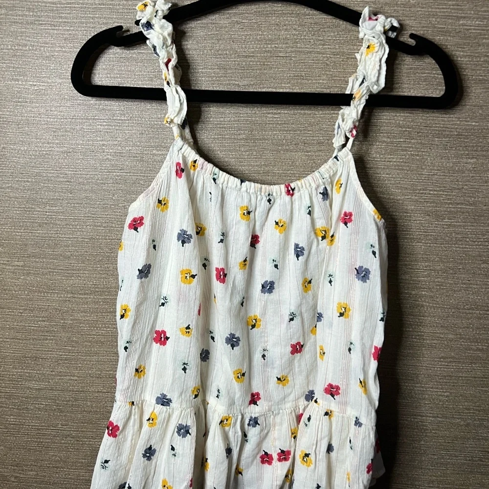 Madewell Ruffle-Strap Cami Top in Metallic-Striped Confetti Floral size 6